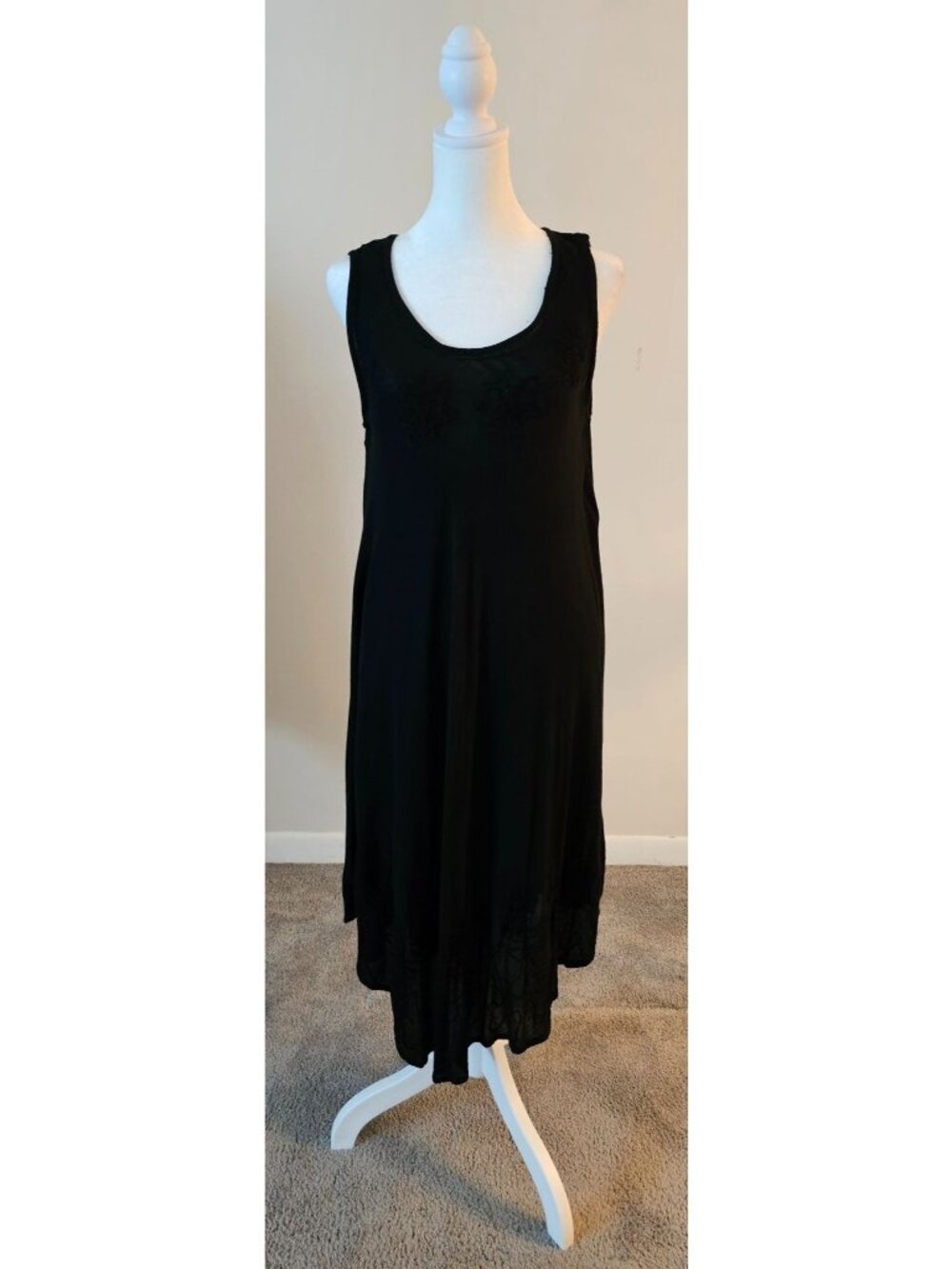 SR Fashion Womens Black Sleeveless Embroidered Dress/Cover Up Free Size Beachy